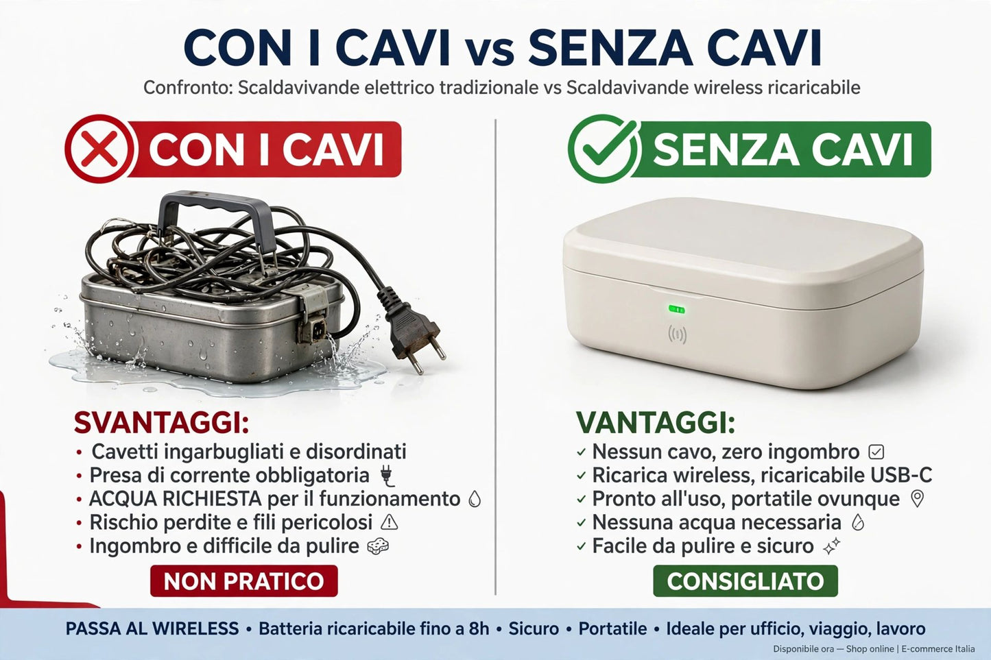 AuraBox PRO - Scaldavivande Ricaricabile Senza Fili